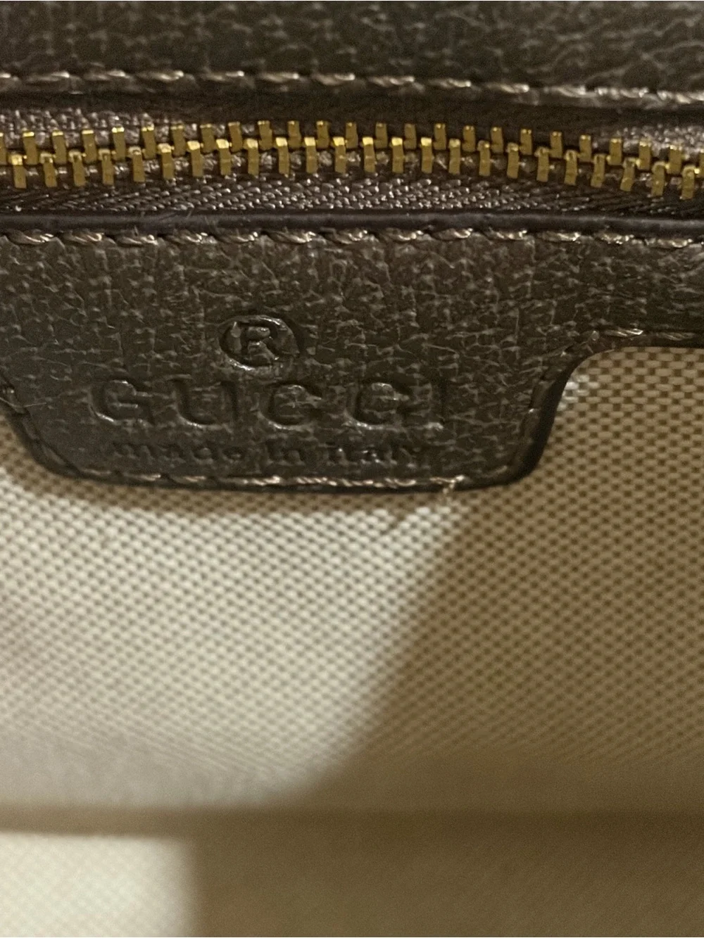 Gucci Beige Brown GG Canvas Crossbody with Red-Green Web Stripe